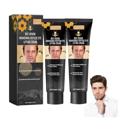 Bee Venom Awakening Peptide Eye Lifting Cream für Männer, Bee Venom Waking Up Augencreme für Männer, Gegen Augenringe und Schwellungen, Reduziert Tränensäcke, Anti-Aging-Behandlung (2Pcs) von YIIRA