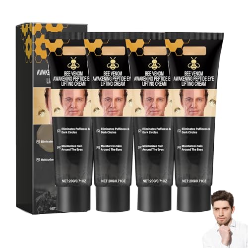 Bee Venom Awakening Peptide Eye Lifting Cream für Männer, Bee Venom Waking Up Augencreme für Männer, Gegen Augenringe und Schwellungen, Reduziert Tränensäcke, Anti-Aging-Behandlung (4Pcs) von YIIRA
