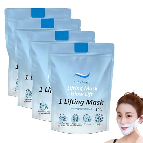 Chinology Kinnmaske Doppelkinn, Chinology Kinnliftingmaske Doppelkinn, V-Linienliftingmaske, Collagen-Gesichtsmaske, Doppelkinnreduzierer, Doppelkinn-Eliminator für Frauen (4 pcs) von YIIRA