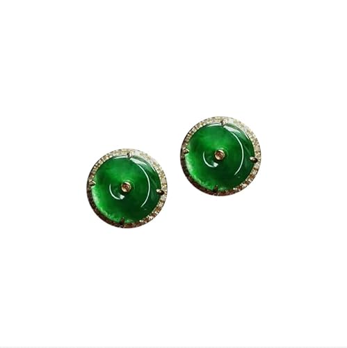YIKOUQI Natürliche Myanmar Grüne Jade Ohrringe Mit 925 Sterling Silber Ohrringe Schmuck Ohrringe Für Frauen Gold Ohrringe Ohrstecker von YIKOUQI