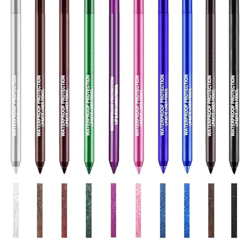 Eyeliner-Stift-Set,10 Farben Liquid Eyeliner Set,Eyeliner Liquid,wasserfester Glitzer-Lidschatten und Lippenkonturenstift,farbenfrohe Gel-Formel,Glitzer Schimmer Lidschattenstift,Kosmetisches Werkzeug von YILANJIN