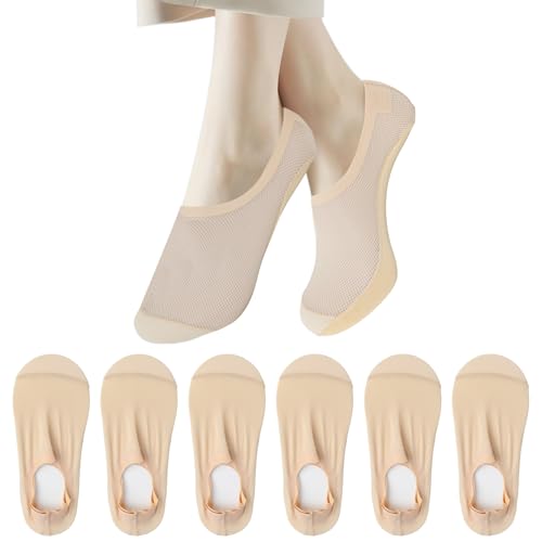 YILANJIN 6 Paar Damen Füßlinge Unsichtbare Socken, Sneaker No Show Nylon, Unsichtbare Rutschfeste Socke mit Siliconpad, Atmungsaktive Eisseide Socken, Ultraleichte Atmungsaktive von YILANJIN