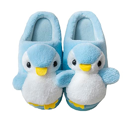Hausschuhe Damen Tier Pinguin Hausschuhe Winter Baumwoll pantoffeln warmem Plüsch futter Weich bequem (Blue, adult, women, numeric_36, numeric_range, eu_footwear_size_system, numeric_37, medium) von YILANLAN