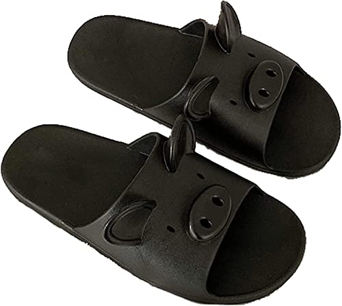 Tier Schweine Hausschuhe Strand pantoffeln für Damen Sandalen Sommer Hausschuhe Dusche Hausschuhe im Bad (Black, adult, women, numeric_40, numeric_range, eu_footwear_size_system, numeric_41, medium) von YILANLAN