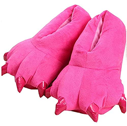 YILANLAN Damen Hausschuhe Nette Hausschuhe Pfote Hausschuhe Cartoon Hausschuhe Tier Hausschuhe Warme Hausschuhe Winter Hausschuhe (40/44, rose Red, numeric_40) von YILANLAN