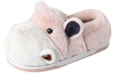 YILANLAN Damen Hausschuhe Niedliche Nilpferd Hausschuhe Cartoon Hausschuhe Tier Hausschuhe Warme Hausschuhe Winter Hausschuhe Pelzige Hausschuhe (39/40, Pink shoe, numeric_39) von YILANLAN
