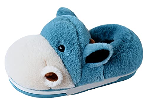 YILANLAN Niedliche Nilpferd Cartoon Tier Hausschuhe Damen Herren Warme Winter Pelzige Hausschuhe (41/42, Blue shoe, numeric_41) von YILANLAN