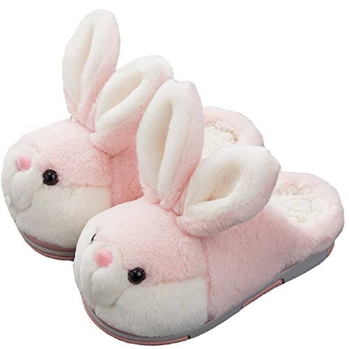 YILANLAN Damen Niedlich Hase Tiere Hausschuhe Interessant Komfortabel Pelzige Hausschuhe Weich Plüsch Wintersaison Warm halten Heim Hausschuhe (39/40, Pink slipper, numeric_39) von YILANLAN