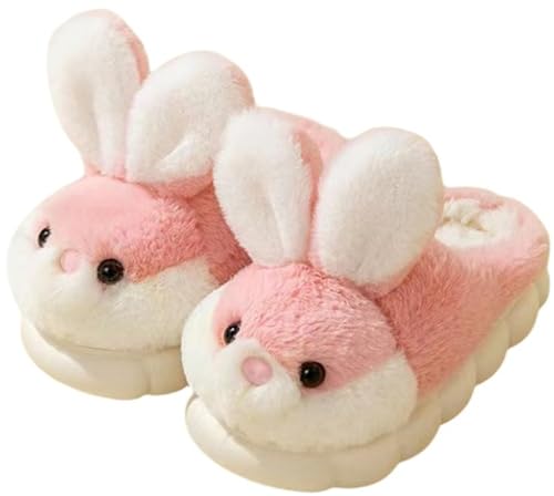 YILANLAN Damen pantoffeln Niedliche Tier kaninchen Hausschuhe Männer Weich Plüsch Winter Hausschuhe aus Baumwolle (Red, Erwachsene, Damen, 36, Numerisch (von/bis), EU Schuhgrößensystem, 37, M) von YILANLAN