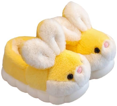YILANLAN Damen pantoffeln Niedliche Tier kaninchen Hausschuhe Männer Weich Plüsch Winter Hausschuhe aus Baumwolle (Yellow s, Erwachsene, Damen, 36, Numerisch (von/bis), EU Schuhgrößensystem, 37, M) von YILANLAN