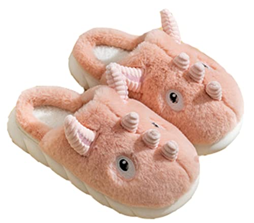 YILANLAN Tier Dinosaurier Pantoffeln für Frauen Männer Nettes Haus Weiche Fuzzy Winter Erwachsener Rutschschutz Hausschuhe (Rot, adult, numeric_38, numeric_range, eu_footwear_size_system, numeric_39) von YILANLAN