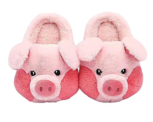 YILANLAN Winter süße Tier Schwein Plüsch Damen Hausschuhe Indoor warme rutschfeste Halbpackung Frühling und Herbst Plateauschuhe (37/38, Pink, numeric_37) von YILANLAN