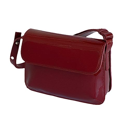 YILCER Mode Damen Handtaschen Vintage Frauen Messenger Bag Einfache Casual Verstellbare Riemen PU Leder für Wochenende Urlaub, rot, 21.5x16.5x6cm/8.46x6.49x2.36inch von YILCER