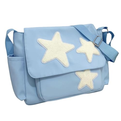 YILCER Süße Messenger-Tasche, ästhetische Umhängetasche, Y2K Star Grunge Schultertasche für Frauen Mädchen Schule, B-blau, Nylon, 1 von YILCER