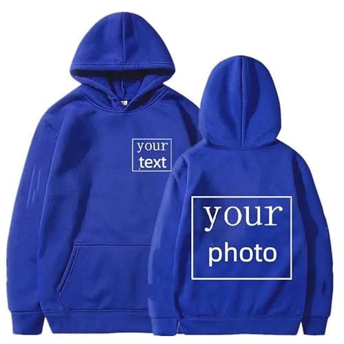 YILDEX Ihr Eigenes Design Logo/Bild Personalisierte Benutzerdefinierte Herren Damen Text DIY Hoodies Casual Sweatshirt Blue,S von YILDEX