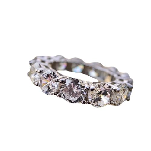 YILDEX Mode S925 Silber Ringe 5Mm Runde Diamantringe Romantische Paar Ringe,Weiß,6 von YILDEX