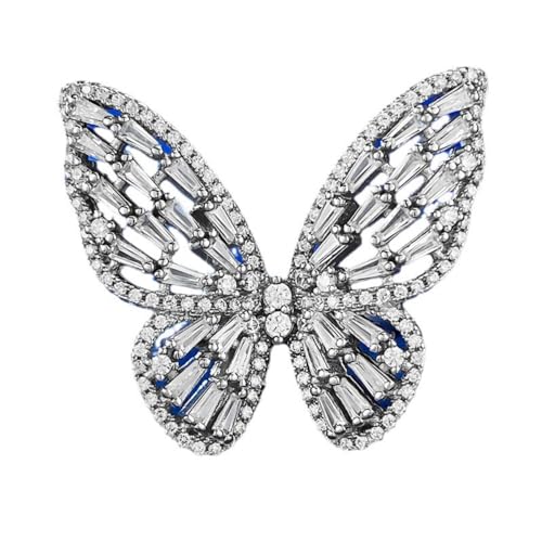 YILDEX Mode S925 Silber Ringe Frauen Schmetterling Zirkon Ringe Romantische Heiratsantragsringe,Weiß,5 von YILDEX