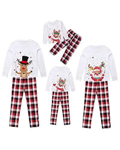 Passender Weihnachtspyjama Familie Pyjama PJs Set Xmas Nachtwäsche Nachtwäsche für Herren Damen Erwachsene Kinder, #0 Weiß, 2 Jahre von YILEEGOO