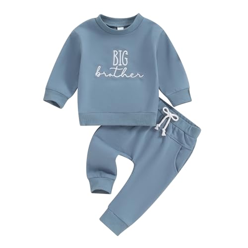 YILEEGOO Big Brother Little Brother Passende Outfits Kleinkind Baby Junge Rundhalsausschnitt Sweatshirt mit elastischer Taille Sweatpants 2-teiliges Kleidungsset, Big Brother, 3-4 Years von YILEEGOO