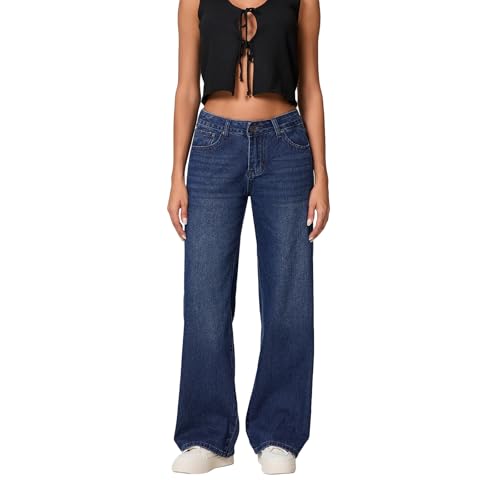 YILEEGOO Y2k Damen-Jeans mit weitem Bein, gerader Schnitt, Stretch, niedrige Taille, lockere Passform, Small YILEEGOO Y2k Damen-Jeans mit weitem Bein, gerader Schnitt, Stretch, niedrige Taille, lockere Passform, Small von YILEEGOO
