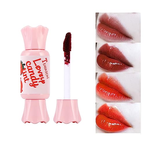 2-Color Candy Lip Gloss Cute Girl Matte Liquid Lipstick Moisturizing Matte Lip Glaze Tomato Color Orange Color Lip Makeup Novelty Candy Gloss Lipstick (2PCS) von YILILK