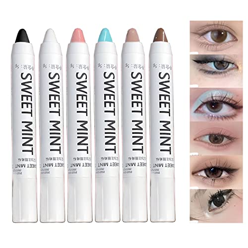 6-farbiger matter Lidschatten-Stift, Hochglanz, liegende Seidenraupe, Blasenstift zum Aufhellen der Augen, Creme, Buntstifte, Augen-Make-up, Anti-Schlamm und langanhaltendes Augen-Make-up-Set zum von YILILK