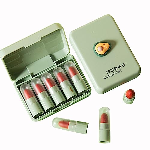 Avocado Lippenstift Set Mini Lippenstift Fünf Pack Matte Samt Lippen Make-up Frisch Atmungsaktiv Glamour Lippen Make-up Langlebig Natürlicher Glanz Hohe Farbwiedergabe Rot Für Frauen von YILILK