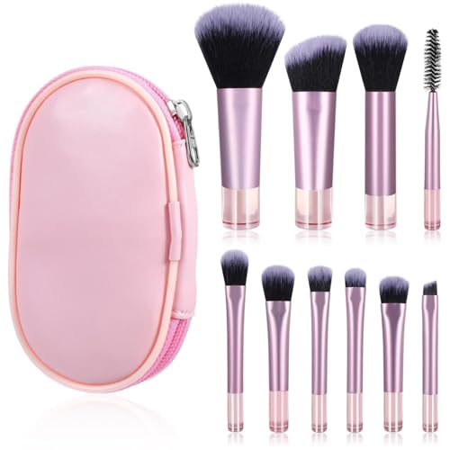YILINNA Make-up-Pinsel-Set, tragbar, Reise-Make-up-Pinsel, Mini-Größe, Foundation-Kosmetik-Pinsel-Set für Lidschatten, Augenbrauen, mit Aufbewahrungstasche für Reisen, 10-teilig YILINNA Make-up-Pinsel-Set, tragbar, Reise-Make-up-Pinsel, Mini-Größe, Foundation-Kosmetik-Pinsel-Set für Lidschatten, Augenbrauen, mit Aufbewahrungstasche für Reisen, 10-teilig von YILINNA