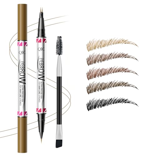 2 Stück Augenbrauenstift Wasserfest, 2-in-1 Dual-Ended Microblading Augenbrauenstift, Wischfest Eyebrow Pencil Kann Leicht Natürliche Augenbrauenfarbe (02# Braun(2 Stück)) von YILLTOY