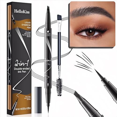 2 Stück Augenbrauenstift Wasserfest, 2-in-1 Dual-Ended Microblading Augenbrauenstift, Wischfest Eyebrow Pencil Kann Leicht Natürliche Augenbrauenfarbe(2 Stück Grau) von YILLTOY