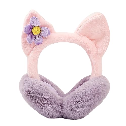 YILPA Niedliche Katzenohren-Ohrenschützer, weiche Ohrenwärmer, Winter-Plüsch-Ohrenschützer, Kopfbedeckung, Winter-Accessoires, Mädchen und Frauen, warm halten (lila) von YILPA