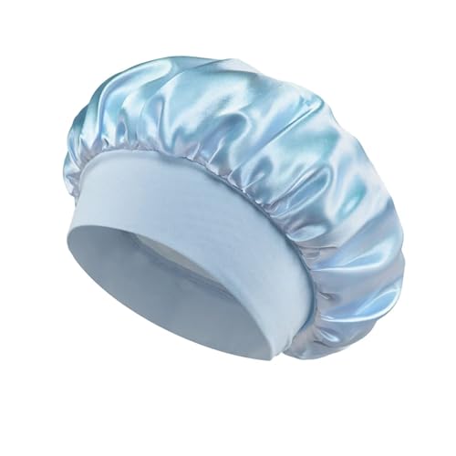Seidenhaube FüR Frauen Weiche Seide Satin Gefüttert Motorhaube Satin Haar Motorhaube Haushalt Schlaf Dusche Kappe Haar Wrap Abdeckung for Langes Haar Salon werkzeug FüR Frauen(Light Blue) von YILWPV
