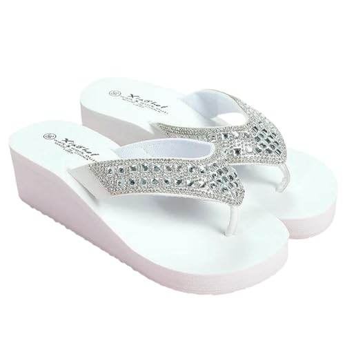 YIMAISZQ Flip Flops Damen Flop Frauen Plattform Sommer Badezimmer Pantoffeln Outdoor Strandschuhe Licht Sandalen Rutschen Schuhe-weiß-40 von YIMAISZQ