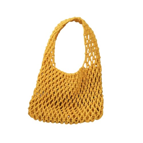 YIMAISZQ Schultertasche Damen Bonbonfarbene Baumwollseile Handtasche Handgefertigt Geflochten-orange-27x21x7 von YIMAISZQ