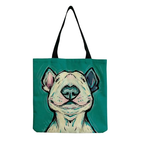 YIMAISZQ Schultertasche Damen Farbgemälde Lustige Bull Terrier Hundedruck Einkaufstaschen Frauen Mode Tte Ladies Lässige Handtaschenschule Travelling Umhängetasche-hm4421 Hundetasche von YIMAISZQ