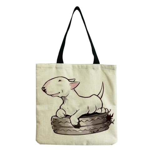 YIMAISZQ Schultertasche Damen Farbgemälde Lustige Bull Terrier Hundedruck Einkaufstaschen Frauen Mode Tte Ladies Lässige Handtaschenschule Travelling Umhängetasche-hm4422 Hundetasche von YIMAISZQ