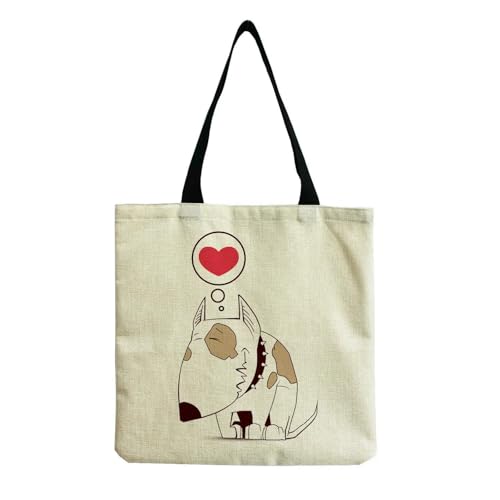 YIMAISZQ Schultertasche Damen Farbgemälde Lustige Bull Terrier Hundedruck Einkaufstaschen Frauen Mode Tte Ladies Lässige Handtaschenschule Travelling Umhängetasche-hm4425 Hundetasche von YIMAISZQ
