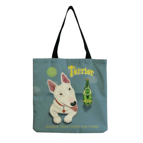 YIMAISZQ Schultertasche Damen Farbgemälde Lustige Bull Terrier Hundedruck Einkaufstaschen Frauen Mode Tte Ladies Lässige Handtaschenschule Travelling Umhängetasche-hm4426 Hundetasche von YIMAISZQ