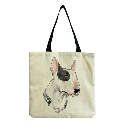 YIMAISZQ Schultertasche Damen Farbgemälde Lustige Bull Terrier Hundedruck Einkaufstaschen Frauen Mode Tte Ladies Lässige Handtaschenschule Travelling Umhängetasche-hm4427 Hundetasche von YIMAISZQ