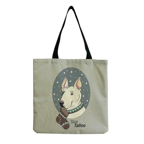 YIMAISZQ Schultertasche Damen Farbgemälde Lustige Bull Terrier Hundedruck Einkaufstaschen Frauen Mode Tte Ladies Lässige Handtaschenschule Travelling Umhängetasche-hm4429 Hundetasche von YIMAISZQ