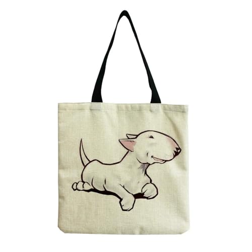 YIMAISZQ Schultertasche Damen Farbgemälde Lustige Bull Terrier Hundedruck Einkaufstaschen Frauen Mode Tte Ladies Lässige Handtaschenschule Travelling Umhängetasche-hm4432 Hundetasche von YIMAISZQ