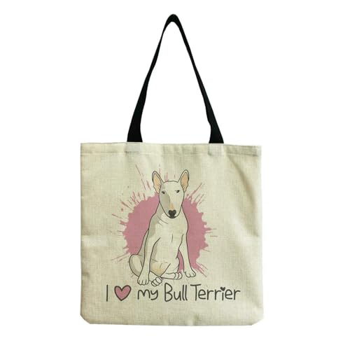 YIMAISZQ Schultertasche Damen Farbgemälde Lustige Bull Terrier Hundedruck Einkaufstaschen Frauen Mode Tte Ladies Lässige Handtaschenschule Travelling Umhängetasche-hm4434 Hundetasche von YIMAISZQ