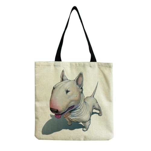 YIMAISZQ Schultertasche Damen Farbgemälde Lustige Bull Terrier Hundedruck Einkaufstaschen Frauen Mode Tte Ladies Lässige Handtaschenschule Travelling Umhängetasche-hm4435 Hundetasche von YIMAISZQ