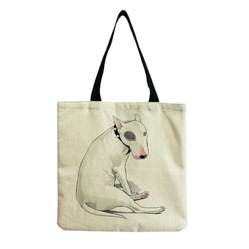 YIMAISZQ Schultertasche Damen Farbgemälde Lustige Bull Terrier Hundedruck Einkaufstaschen Frauen Mode Tte Ladies Lässige Handtaschenschule Travelling Umhängetasche-hm4436 Hundetasche von YIMAISZQ