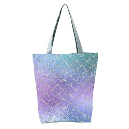 YIMAISZQ Schultertasche Damen Fashion Mermaid Print Handtaschen Hohe Kapazität Frauen Einkaufstaschen Farbe Einkaufstasche Tragbare Reisebühne Für Partygeschenkbeutel-hl8990 Meerjungfrau -tasche von YIMAISZQ