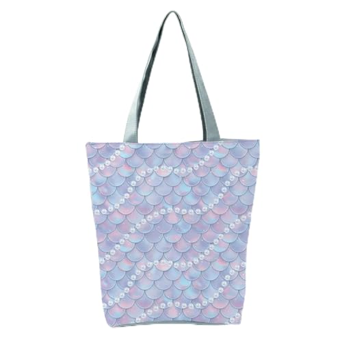 YIMAISZQ Schultertasche Damen Fashion Mermaid Print Handtaschen Hohe Kapazität Frauen Einkaufstaschen Farbe Einkaufstasche Tragbare Reisebühne Für Partygeschenkbeutel-hl9032 Meerjungfrau -tasche von YIMAISZQ