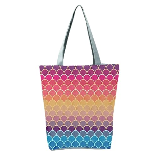 YIMAISZQ Schultertasche Damen Fashion Mermaid Print Handtaschen Hohe Kapazität Frauen Einkaufstaschen Farbe Einkaufstasche Tragbare Reisebühne Für Partygeschenkbeutel-hl9040 Meerjungfrau -tasche von YIMAISZQ