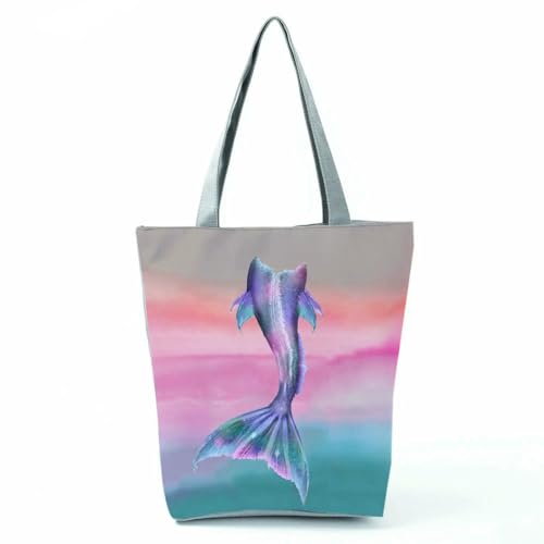 YIMAISZQ Schultertasche Damen Fashion Mermaid Print Handtaschen Hohe Kapazität Frauen Einkaufstaschen Farbe Einkaufstasche Tragbare Reisebühne Für Partygeschenkbeutel-hldz2278 von YIMAISZQ