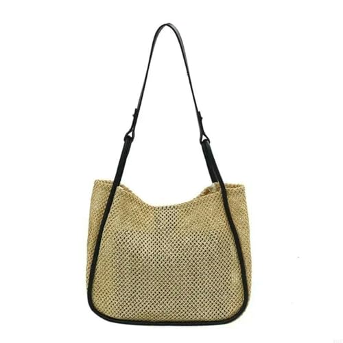 YIMAISZQ Schultertasche Damen Frauen Strohhalle Schulter Einkaufstaschen Wiederverwendbarer Lässiger Outdoor -party -tasche Taschenhandtaschen-schwarz von YIMAISZQ