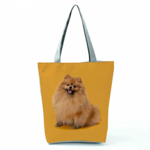 YIMAISZQ Schultertasche Damen Geschenktaschen Für Frauen Tragbarer Strandeinkaufstaschen Süße Hundedrucken Lässige Tier -umhängetaschen-hl7363 Hundetasche von YIMAISZQ